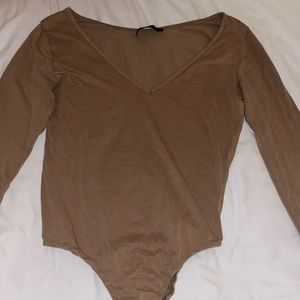 brown long sleeve body suit